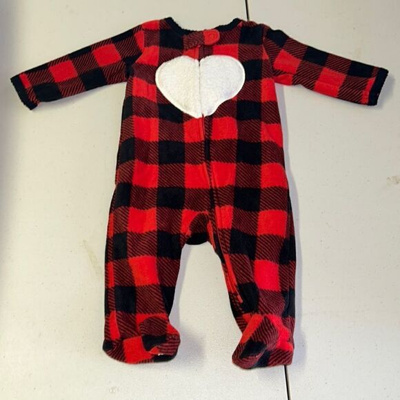 Carters red plaid fleece footed pajamas - Picture 1 of 1